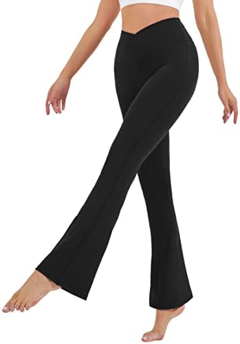 HEGALY Women’s Flare Yoga Pants – Crossover Flare Leggings Buttery Soft High Waisted Workout Casual Bootcut Pants